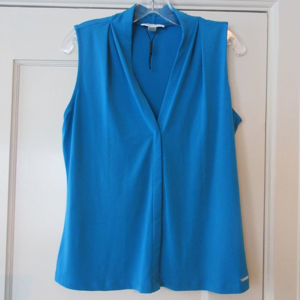 (NWOT)Calvin klein blue sleeveless blouse size M